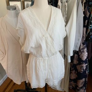 Pookie & Sebastian White Lace Romper M